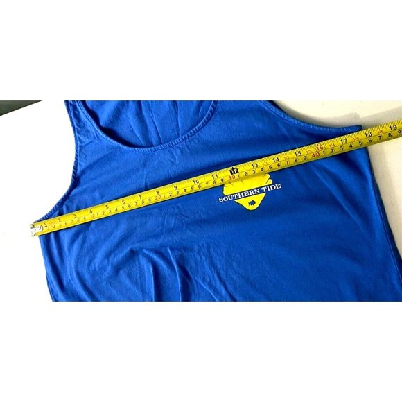 Southern Tide Womens Sleeveless Tank Shirt Top Sz S Blue Yellow Shell Beach - Picture 9 of 10